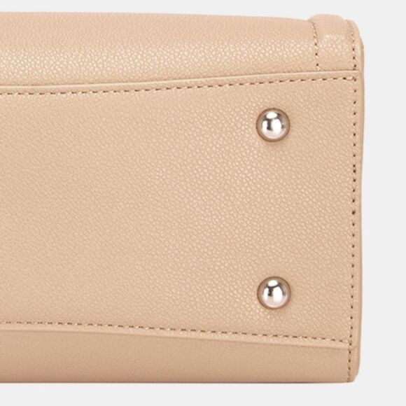 *David Jones PU Leather Handbag Elegant Tan Shiny Buckle Medium Square Purse - Picture 7 of 7